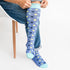 Polka Dot Navy + Teal Cotton Compression Socks
