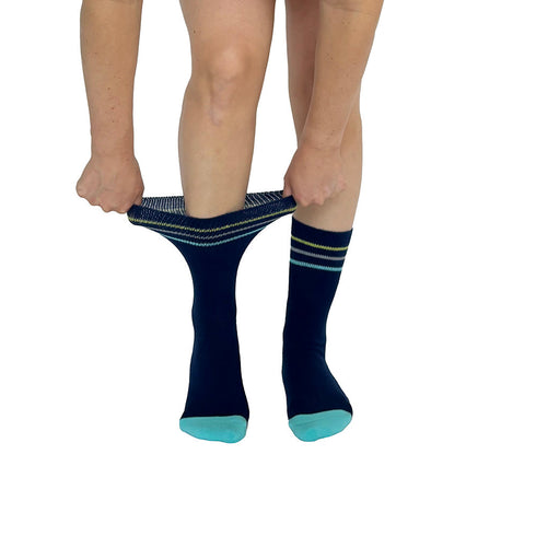Color Block Navy + Teal Diabetic Socks