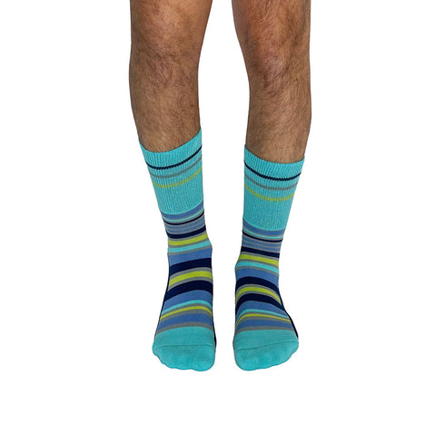 Stripes Navy + Teal Diabetic Socks