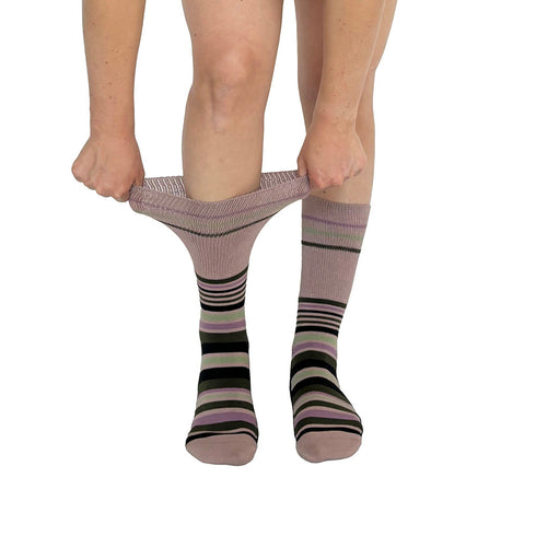 Stripes Pink + Black Diabetic Socks