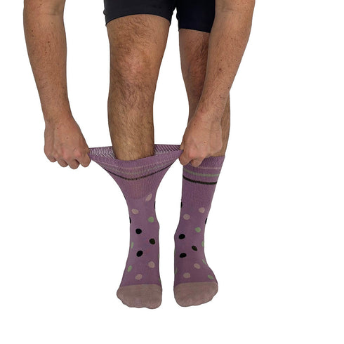 Polka Dots Pink + Black Diabetic Socks