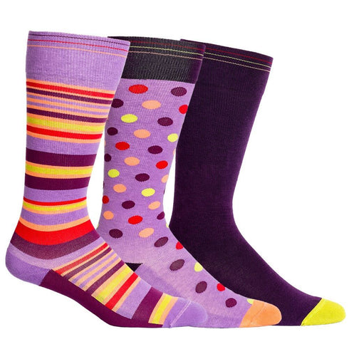 3 Pack - Compression Socks - Purple + Orange/Knee-High