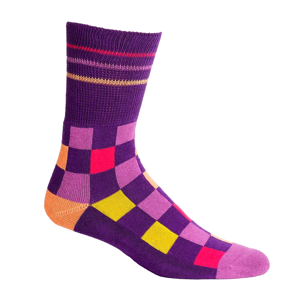 Checker Purple + Orange Diabetic Socks