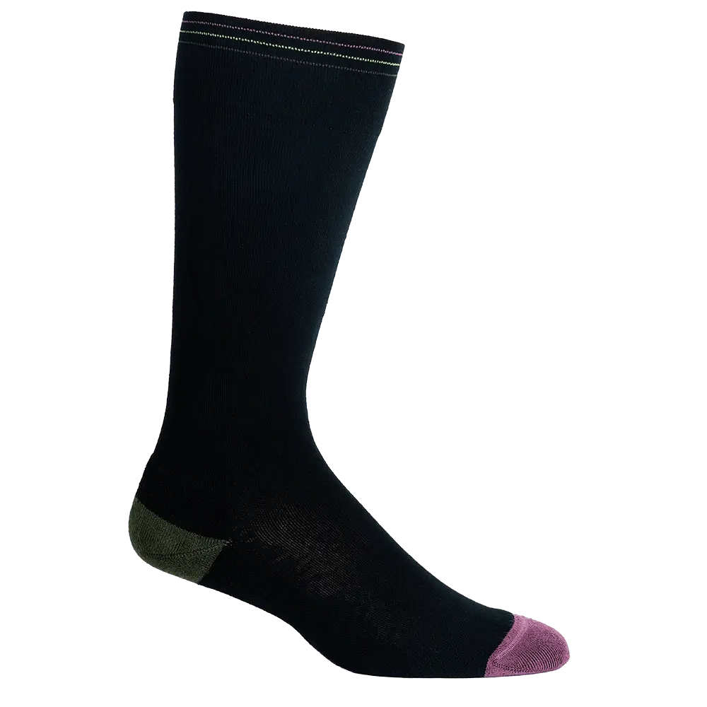 Color Block Black + Pink Cotton Compression Socks