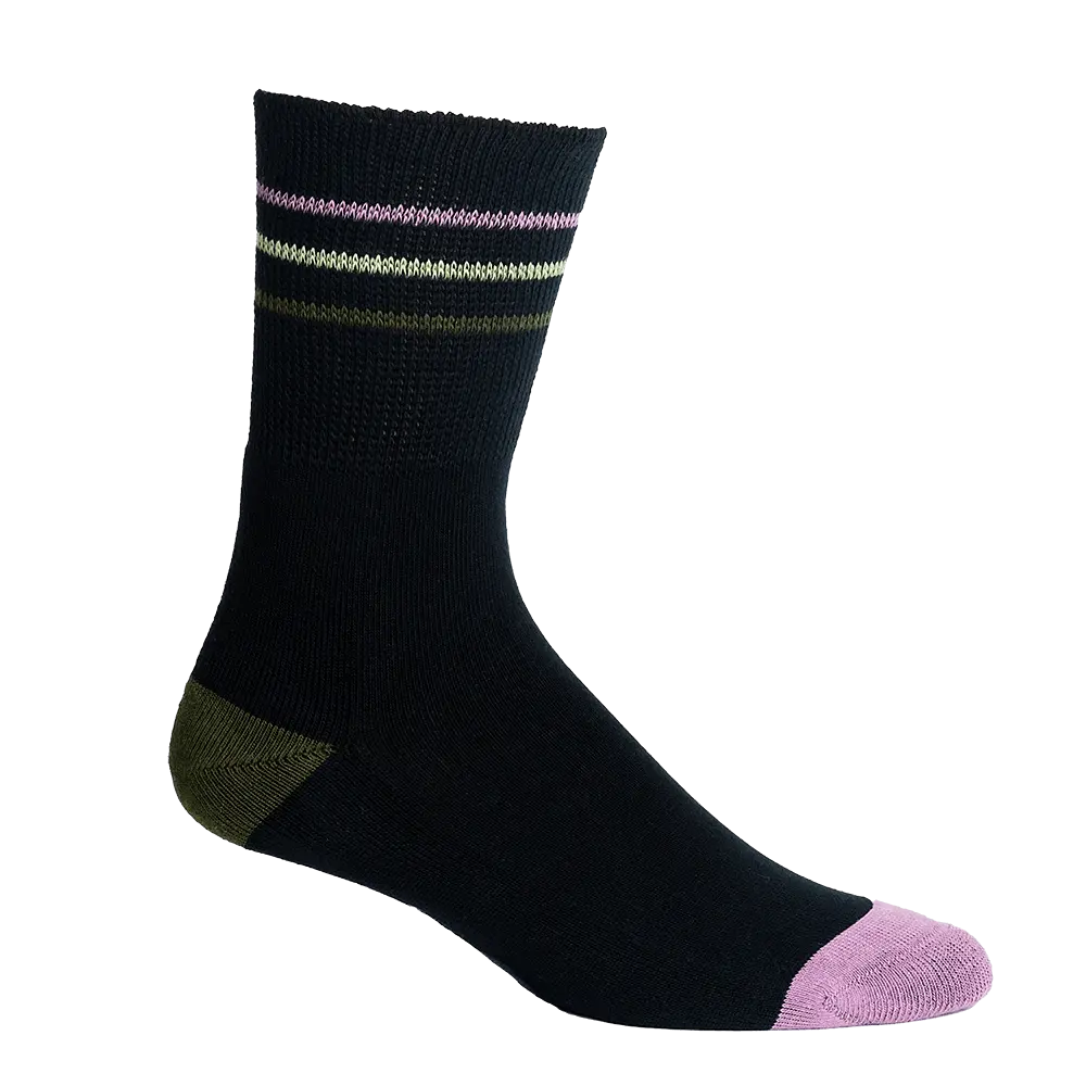 Color Block Black + Pink Diabetic Socks