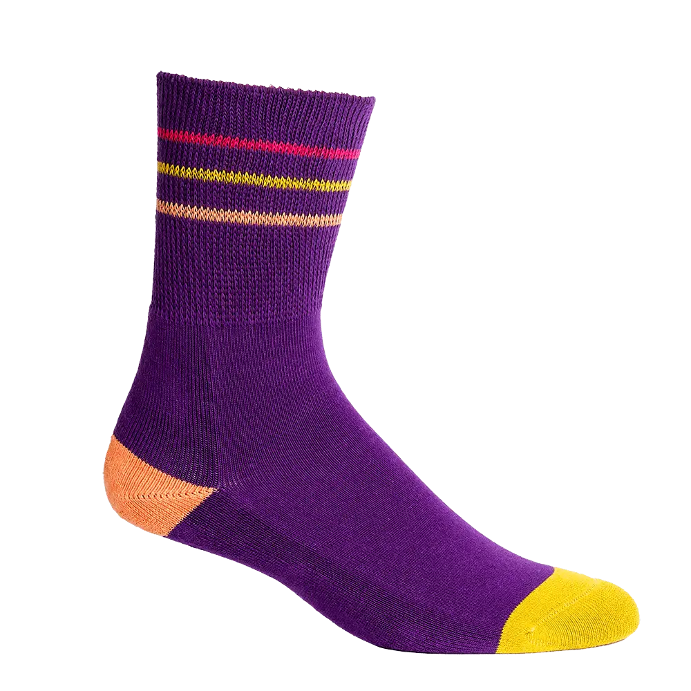 Color Block Purple + Orange Diabetic Socks