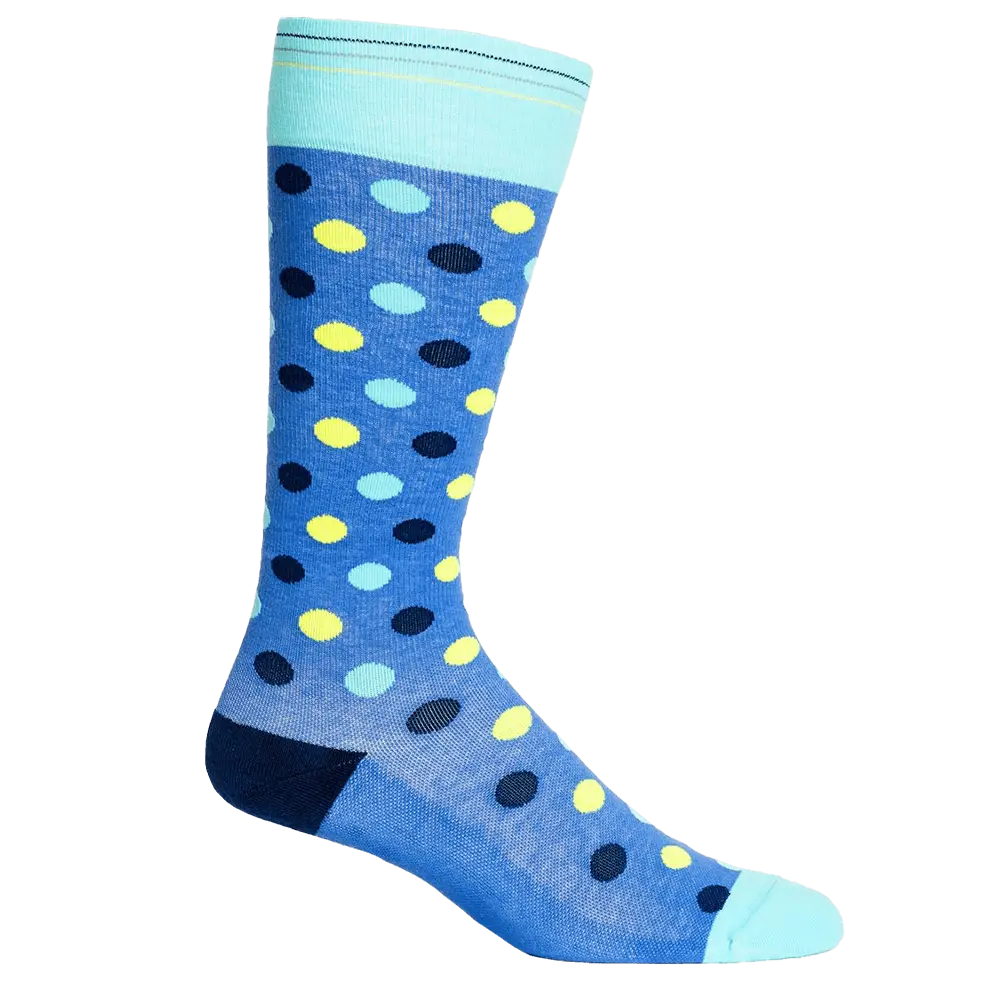Polka Dot Navy + Teal Cotton Compression Socks