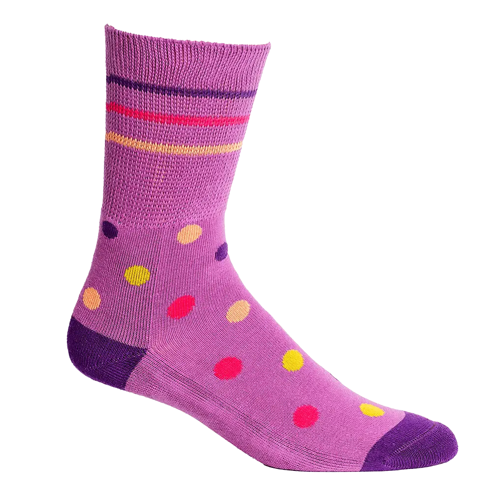 Polka Dots Purple + Orange Diabetic Socks