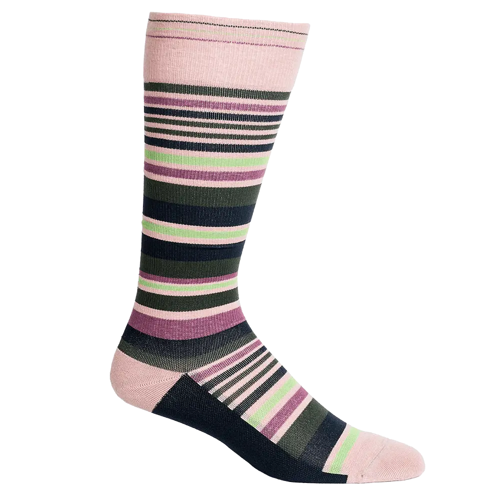 Stripe Black + Pink Cotton Compression Socks