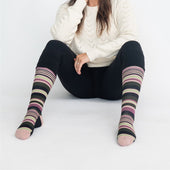 Stripe Black + Pink Cotton Compression Socks thumbnail 2