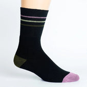 Color Block Black + Pink Diabetic Socks thumbnail 1