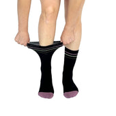 Color Block Black + Pink Diabetic Socks thumbnail 5