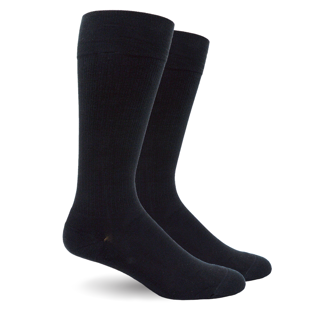 Solid Black Cotton - Medical Compression Socks (30-40 mmHg)