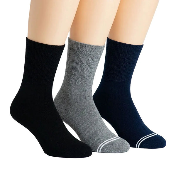 3 Pack - Diabetic Socks - Solid - [Black, Grey, Navy]