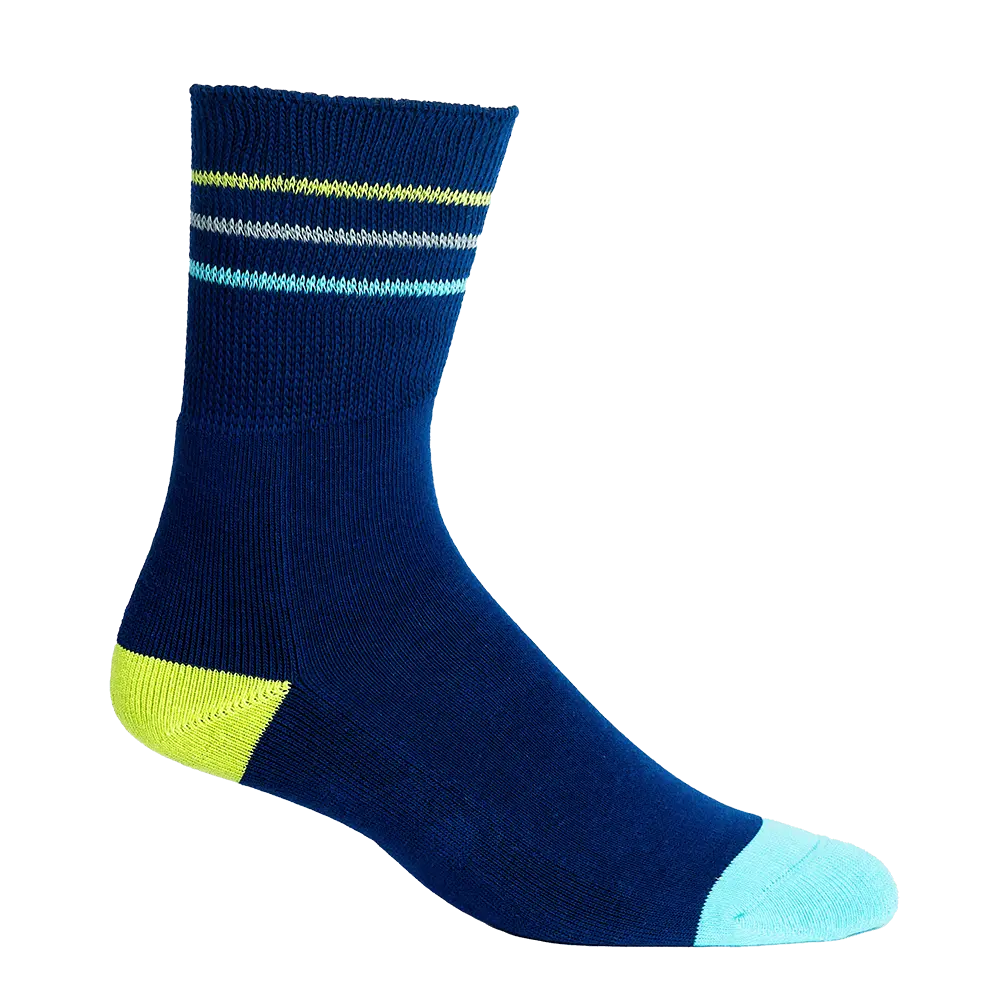 3 Pack - Diabetic Socks - Color Block - [Purple, Blue, Black]